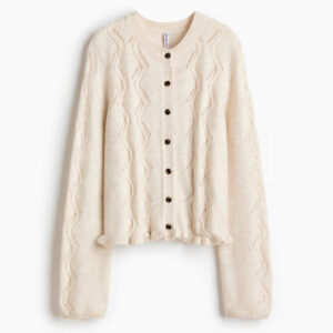 Pointelle-Knit Cardigan Light beige