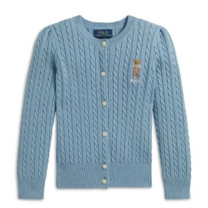 Polo Ralph Lauren Girls' Polo Bear Mini Cable Cotton Cardigan