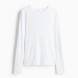 Ribbed Cotton-Blend Top White