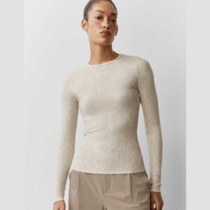 Ribbed Modal Long Sleeve Oatmeal Heather