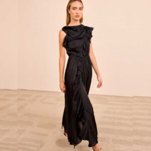 Saanvi Cascading Ruffle Dress Noir
