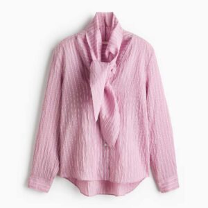 Scarf-Collar Shirt Pink/striped
