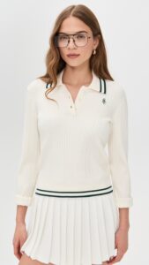 Sporty & Rich SRC Mini Cable Long Sleeve Polo