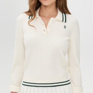 Sporty & Rich SRC Mini Cable Long Sleeve Polo