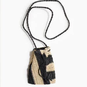 Straw Crossbody Bag beige/black