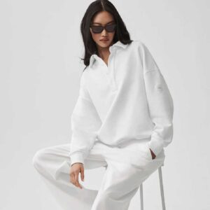 Take It Easy Long Sleeve Henley Pullover White