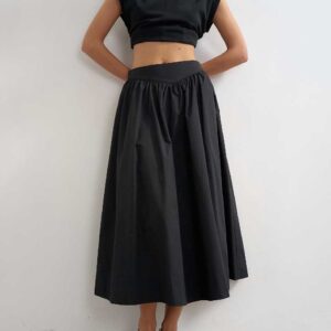 Topshop dropped waist saloon maxi skirt in black