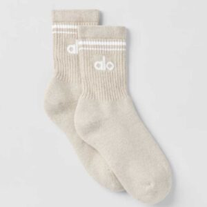 Unisex Half-Crew Throwback Sock Oatmeal Heather/White