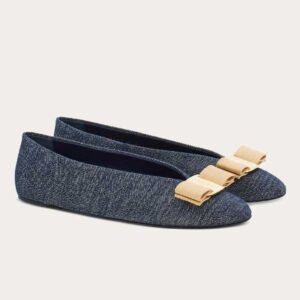 Vara bow ballet flat Denim
