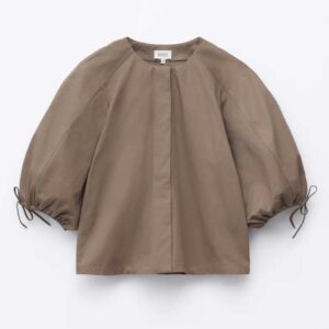 Volume-Sleeve Cotton Blouse Mole