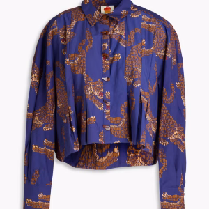 FARM RIO Cropped printed cotton shirt