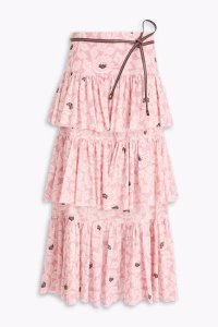 ZIMMERMANN Tiered floral-print cotton midi skirt