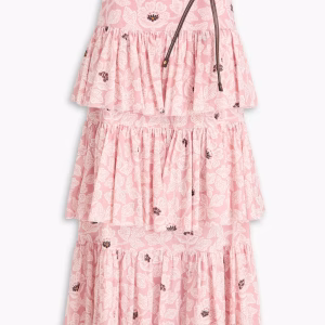 ZIMMERMANN Tiered floral-print cotton midi skirt