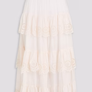 ZIMMERMANN Tiered broderie anglaise cotton midi skirt
