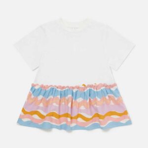Zig-Zag Print T-Shirt Dress White