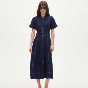 Zip-up shirt-dress in Gramercy linen blend