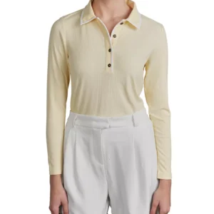 Point Ribbed Polo Top