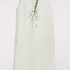 Linen-Blend Tie-Front Midi Dress