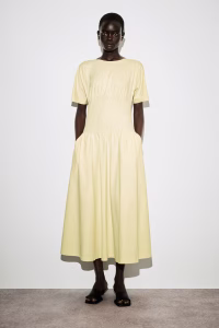 Waisted Cotton Midi Dress