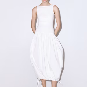 Mixed-fabric open-back dress