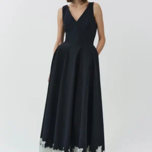 Mira Cotton Faille Lace Midi Dress