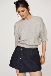 Maeve Short-Sleeve Bubble Sweatshirt