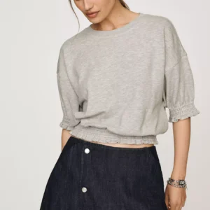 Maeve Short-Sleeve Bubble Sweatshirt