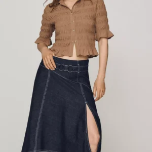 By Anthropologie Asymmetric Denim Skirt