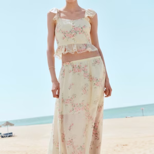 Lace-Trimmed Lyocell-Blend Skirt