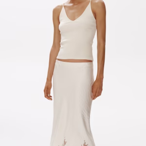 Lace-Trimmed Satin Skirt