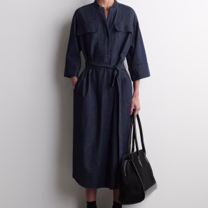 Denim Utility Midi Shirt Dress