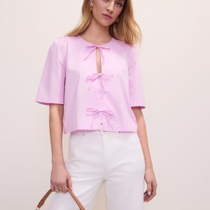 Tie Front Short Sleeve Blouse