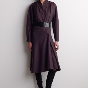 Shawl-Collar Wool Wrap Dress