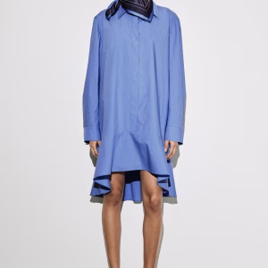 Flared Cotton Mini Shirt Dress