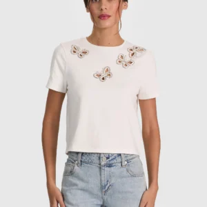 Cindy Embellished Cutout Tee