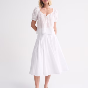 100% Cotton Godet Midi Skirt