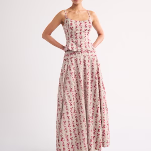 High Rise Flowy Maxi Set Skirt
