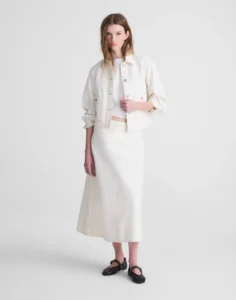 Airy Denim Slip Midi Skirt