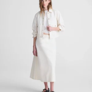 Airy Denim Slip Midi Skirt