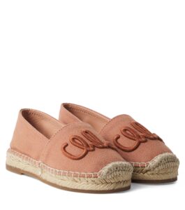 Chloé Kids Logo leather-trimmed espadrilles