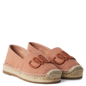 Chloé Kids Logo leather-trimmed espadrilles