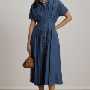 Pleat Denim Shirtdress Lauren Ralph Lauren