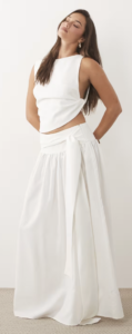 Missy Empire poplin drop waist full maxi skirt in white