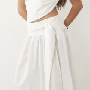 Missy Empire poplin drop waist full maxi skirt in white