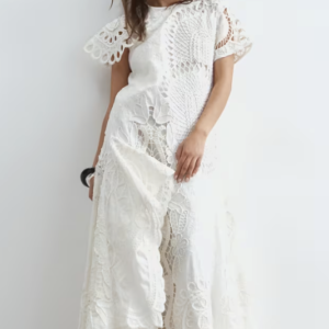 ARRANGE cutwork embroidered maxi dress in white