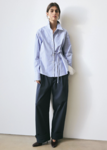 BHOEM Blue Stripes Shirt With Tie Detail