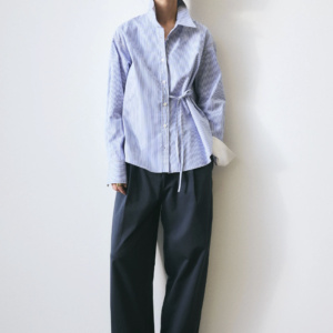 BHOEM Blue Stripes Shirt With Tie Detail