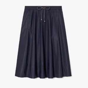 Drawstring Nylon Midi Skirt