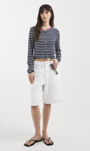 Tommy Jeans jersey slim fit rib knit long sleeve cardigan in navy stripes