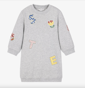Stella McCartney Kids Girls Grey Sweatshirt Dress with Colourful Logo Letters